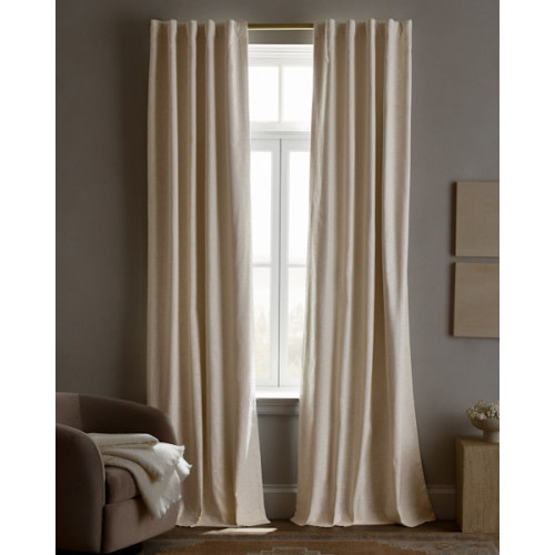 Textured Cotton True Blackout Curtain in White