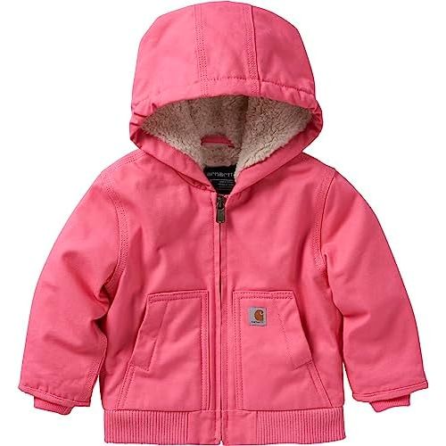 Carhartt Baby Girls' Sherpa-Lined Hooded Canvas Zip-Up Jacket