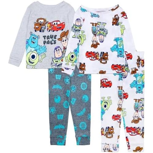 Disney boys 4-piece Snug-fit Cotton Pajama Set, Soft & Cute for Kids