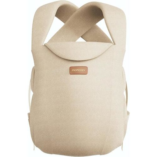 Momcozy Newborn Carrier WeeSnug- Lightweight and Cozy Comfort for 7-25 lbs, Ergonomic Cross-Back Support, Effortless to Put On, Hands-Free Baby Carrier with Lumbar Support, Khaki