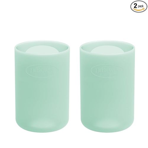 Dr. Brown's Options+ Narrow Glass Bottle Sleeves, 100% Silicone, Mint, BPA-Free, 4 oz, 2-Pack