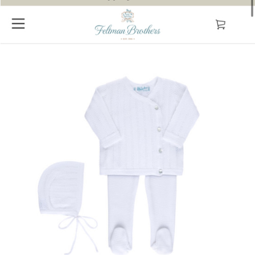 Boys and Girls Pointelle Wrap Set with Hat I Boys Bris Outfit Knitted | Baby Boys White Outfit | Feltman Brothers
