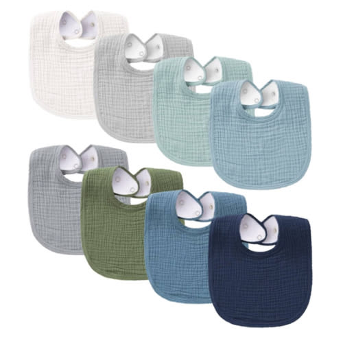 Konssy Muslin Baby Bibs 8 Pack Baby Bandana Drool Bibs Cotton for Unisex Boys and Girls, Soft Absorbent Set for Teething and Drooling
