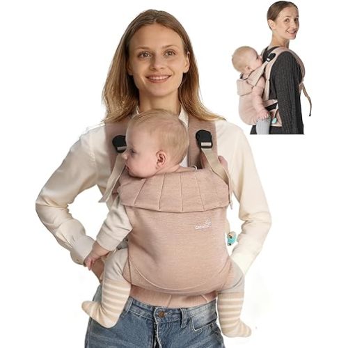 GROWNSY Baby Carrier, One-Click Release Clasp for Easy to Wear, Cozy Wraps Carrier Newborn to Toddler with Head Support(7-44lbs), Ergonomic & Lightweight for Infant to Toddler, Dusty Pink