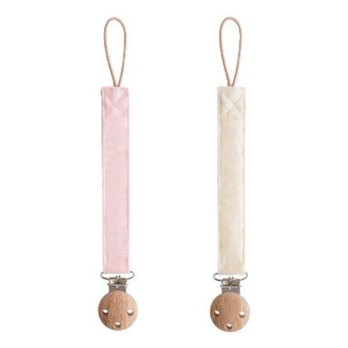 Linen Pacifier Clip 2-Pack Blush/Cream One Size