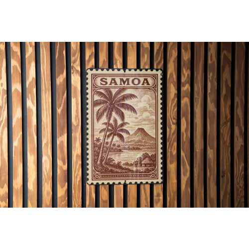 Samoa Stamp Metal Sign – Vintage Island Wall Art, Tropical Travel Poster Decor, Retro Samoa Souvenir Home Accent