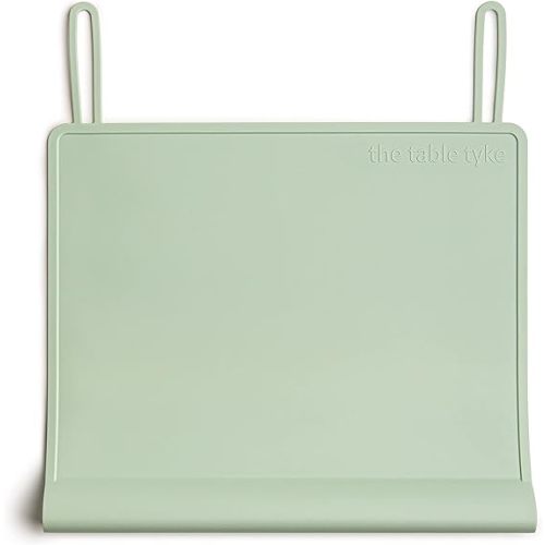 Table Tyke Silicone Placemat for Toddlers with Teething Table Edge Bumper - Non-Slip Baby Placemat for Restaurant & Home Dining - BPA Free Kids Food Mat - Travel Ready Toddler Eating Mat - Sage Green