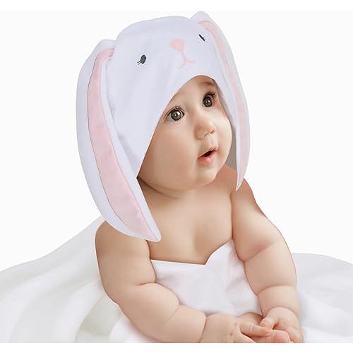 Lambs & Ivy Baby/Infant Luxury Cotton Terry Bunny Hooded Bath Towel