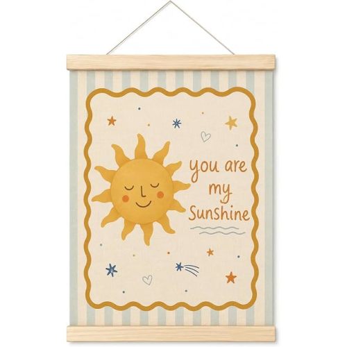 DEQSX You Are My Sunshine Nursery Wall Art Hanging Poster,Positive Affirmations Canvas Prints Wall Decor for Kids Room Nursery Classroom Playroom,12x16 Inches