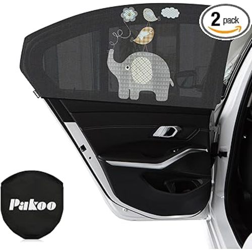 Car Window Shade for Baby, UV Protection Breathable Mesh Baby Window Covers, Universal Fit Stretchable Sun Shades, Keep Car Interior Cool and Comfortable for Toddler Kids Children (2 Pack)