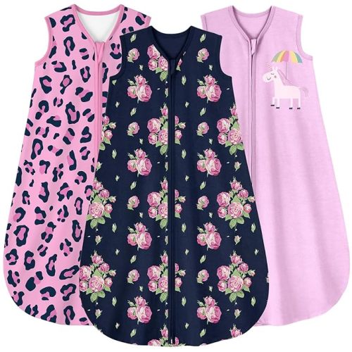 Yoofoss Baby Sleep Sack 12-18 Months Baby Wearable Blanket 100% Organic Cotton 2-Way Zipper TOG 0.5 Toddler Sleeping Sack 3 Pack, Comfy Soft Lightweight
