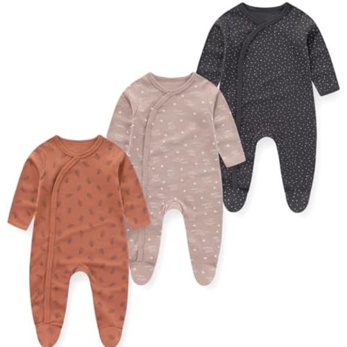 Unisex Baby Newborn Baby Clothes Cotton Footed Romper One-Piece Jumpsuits 3 Pack