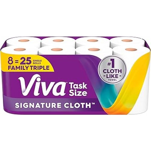Viva Signature Cloth Paper Towels, Task Size, 8 Family Triple Rolls, 141 Sheets per Roll (Packaging May Vary)