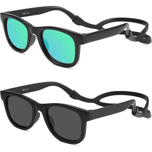 LIU·WEN Polarized Baby Sunglasses with Silicon Strap - Bendable Flexible for Infant Newborn Age 0-18 Months