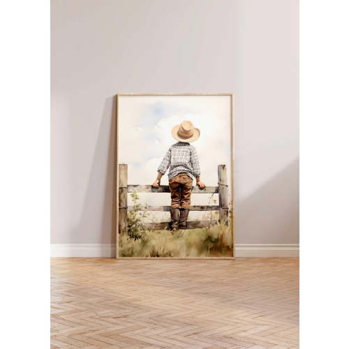 Cowboy Nursery Print, Cowboy Decor, Baby Boy Western Nursery Decor, Nursery Wall Art, Western Art, Boys Bedroom Decor, Farmhouse Home Decor #361, Stretched Canvas Size 12x18