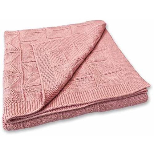 Zeke and Zoey Soft 100% Cotton Knit Pink Baby Blanket for Girls or Boys – Unisex, for Infant, Newborn, Toddler and Kids for Crib, Stroller, car, Receiving or Swaddle Blanket