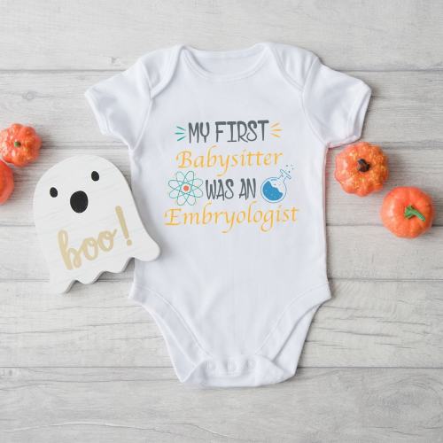 IVF Baby Bodysuit®, My first Babysitter Embryologist Baby Onesie®, Cute In Vitro Fertilization Baby Onesie®, IVF Baby Gift, IVF Baby Clothes