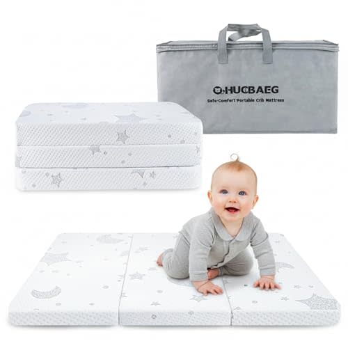 QHUCBAEG Pack and Play Mattress, 38x26 Memory Foam Trifold Pack N Play Mattresses with Breathable Washable Cover, Dual-Sided Support Baby Travel Mattress for Pack N Play with Carry Bag