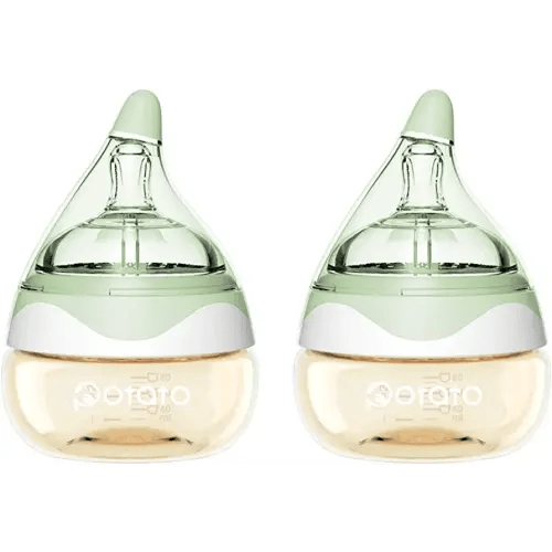 Breast Milk Baby Bottles for Newborn Baby PPSU Anti Colic Infant Bottles Wide Neck Breast-Like Nipple Slow Flow Breastfeeding Toddler Bottles-2pack (2.5oz/pc, Green)