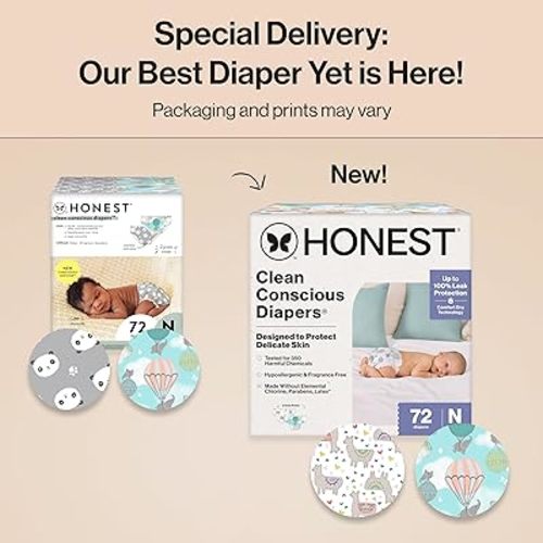 The Honest Company Comfort Dry Disposable Daytime Diapers for Sensitive Skin, Hypoallergenic