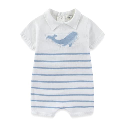 Sperry Baby Boys Short Sleeve Sweater Romper for Newborn and Infant
