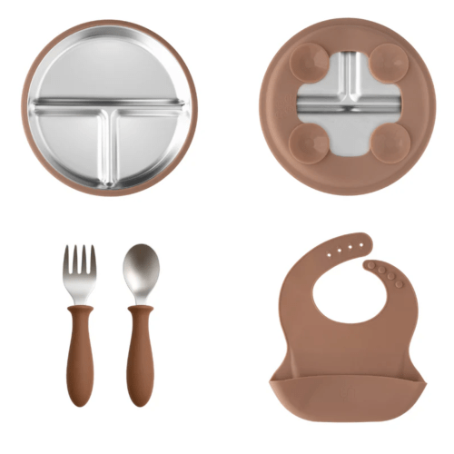 Stainless Steel Toddler Feeding Set 12+ Months- Mocha Mousse