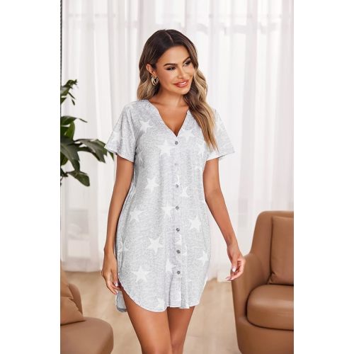 Soft Loose Sleep Shirt with Split Hem for Labor, Maternity, Hospital, and Relaxed Nursing Access at Home
