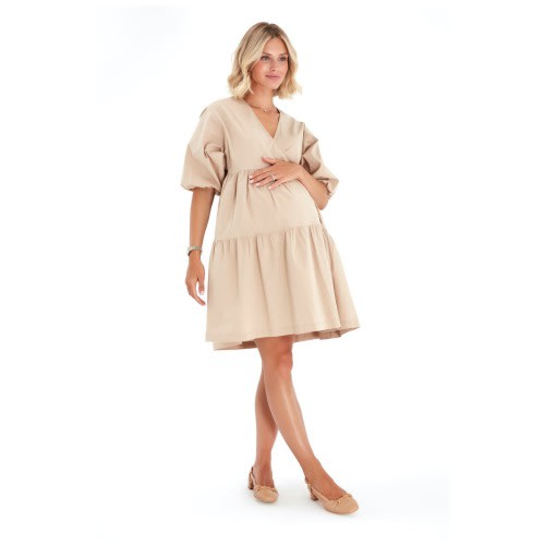 Waterfall Tie Waist A-Line Maternity/Nursing Wrap Dress, Large/X-Large EU
