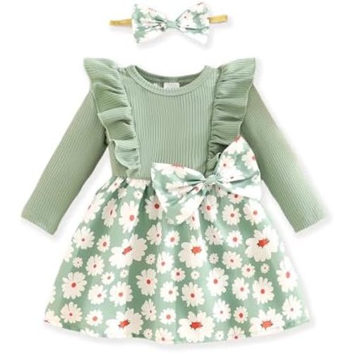 Baby Long Sleeve Fall Dress Baby Girl Clothes Ruffle Toddler Casual Dress Infant Cute Clothes Winter Outfits