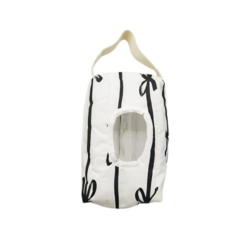 AGLOO Bow Baby Wipes Dispenser - Portable Wet Tissue Storage Bag for Travel, Refillable Diaper Wipe Holder for Car and Stroller – Reusable Hanging Wet Wipe Pouch (Black-White)
