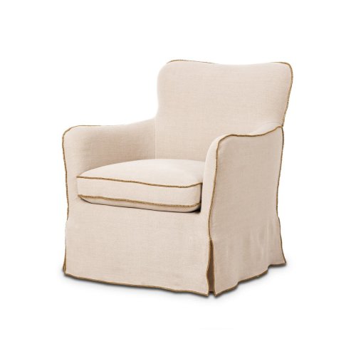 Devon Slipcover Swivel Chair Broadway Dune Four Hands