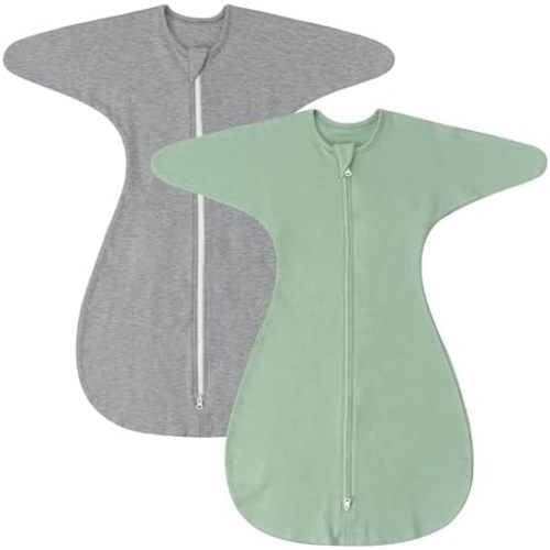 ZIGJOY Shark-Fin Transition Swaddle - 1.0 Tog Baby Sleep Sack Soft Cotton Transitional Swaddle Baby Wearable Blanket