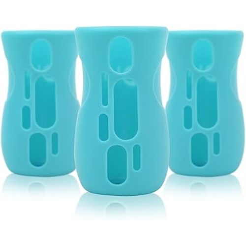 Olababy Silicone Sleeve for Avent Natural Glass Bottles (Pack of 3) (8 oz, Blue)