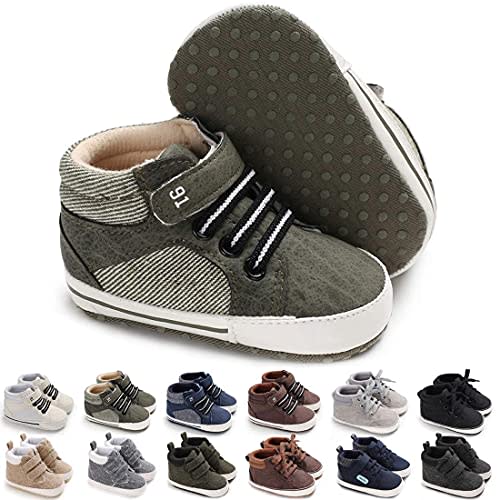 CENCIRILY Toddler Baby Boys Girls High Top Sneaker First Walk Ankle Boots | for 0-18 Months, Soft Anti Skid Sole, Hook&Loop Closure, Infant Prewalker Crib Shoes, Crawling, Daycare and Outings