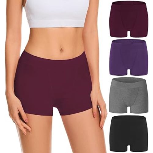 Migbean Cotton Boyshort Underwear for Women Panties Boxer Briefs 4 Pack