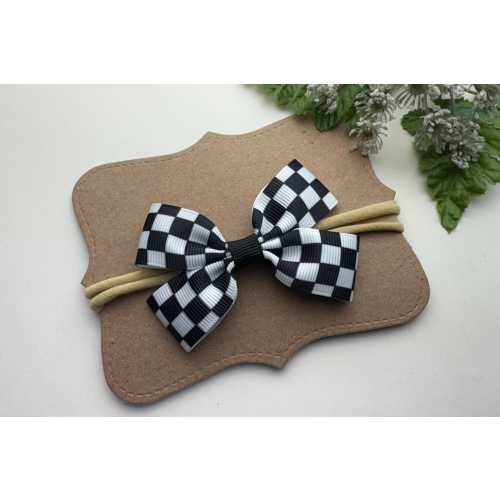 3” Racing Headband – Checker Flag Super Soft Nylon Band for Babies