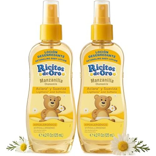 Ricitos de Oro Baby Hair Lotion Chamomile Detangler Spray, Softens and Helps Lighten Hair, 4.2 Fl Oz (125 mL) 2 Pack Detangler