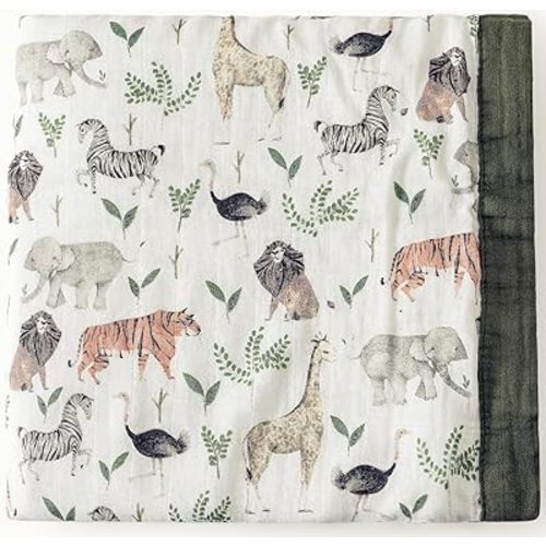 Muslin Quilt Toddler Blanket - Silky Soft and Breathable Baby Quilt - Oversized 47" x 47" - 2 Layers Muslin Baby Blanket for Boy and Girls (Jungle-2)