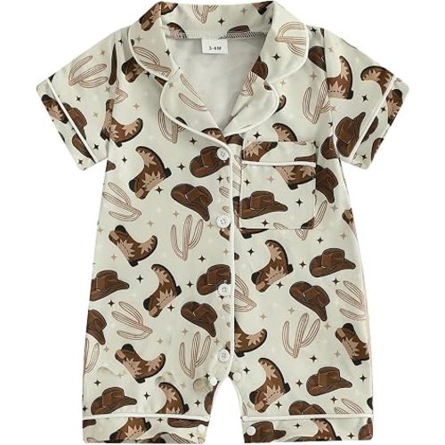 Balaflyie Newborn Summer Pajamas Baby Boy Girl Button Down Romper Cute Infant Sleepwear One-Piece Pjs