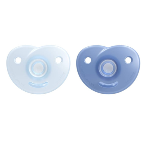 Philips AVENT Soothie Heart Pacifier 3-18m, Blue/Light Blue, 2 Pack, SCF099/11