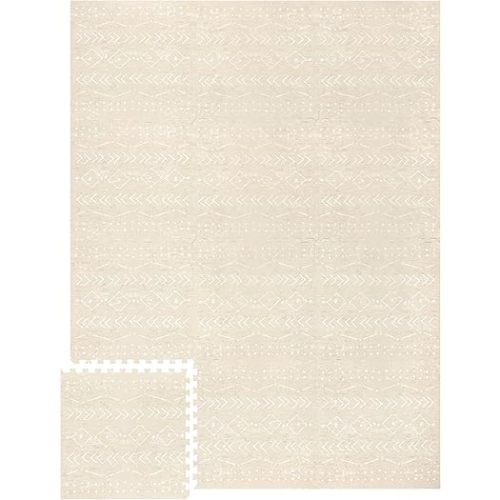 Lillefolk Baby Play Mat for Floor – 6x8ft Beige | Soft Non Toxic Premium EVA Foam Tiles for Tummy Time, Crawling & Playroom – Waterproof Interlocking Floor Mat for Babies & Toddlers (12 Tiles)