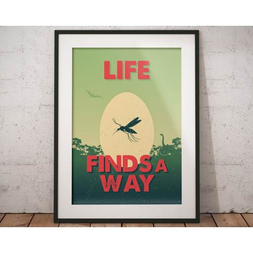 Jurassic Park Poster: Life Finds a Way, Minimalist Dinosaur Print