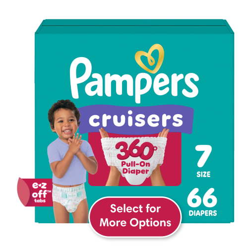 Pampers Cruisers 360 Baby Diapers Size 7, 66 Count (Select for More Options)