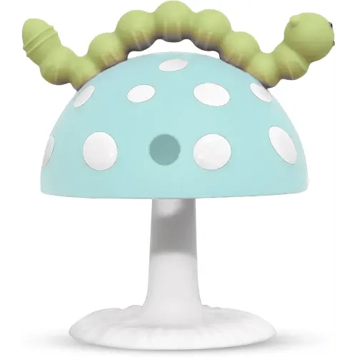 RaZbaby Chompy Grip Teether for Infant & Baby 3M+ Silicone Teething Toy with Suction Base and Multi-Texture Design for Teething Relief - Soothes Sore Gums & Easy-to-Hold Teether, BPA Free - Blue