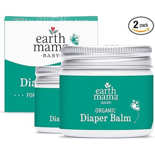Earth Mama Organic Diaper Balm 2-Ounce | Diaper Cream for Baby | EWG Verified, Petroleum & Artificial Fragrance-Free with Calendula for Sensitive Skin (2-Pack)