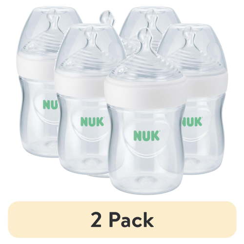 (2 pack) NUK Simply Natural Bottle with SafeTemp, 5 oz, 3 Pack, 0+ Months, Unisex, Clear