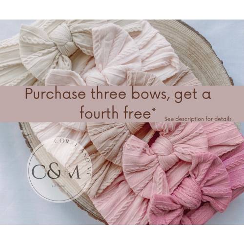 Pastel neutral Baby Bow Headbands | Newborn Toddler | Hairband| baby shower gift | cable knit | boho style | turban | Hairbow | stretchy