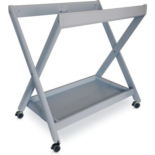 2025 Upgraded Bassinet Stand, Compatible with UPPAbaby Bassinet (2015+) Accessories, One-Step Open/Close, Reinforced Clips Stay Secure, Pine Wood, Grey