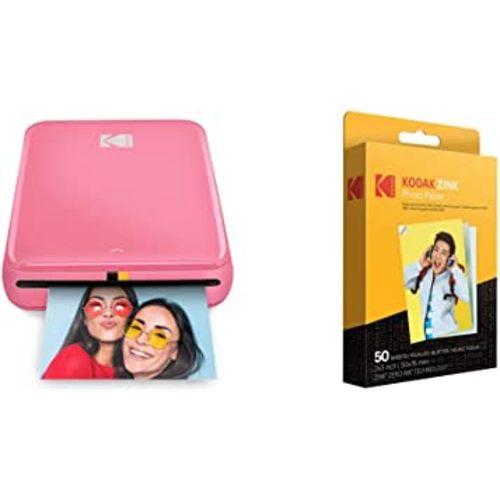 KODAK Step Instant Color Photo Printer with Bluetooth/NFC, Zink Technology (Blue) with Kodak 2"x3" Premium Zink Photo Paper (50 Sheets) Compatible with Kodak Smile