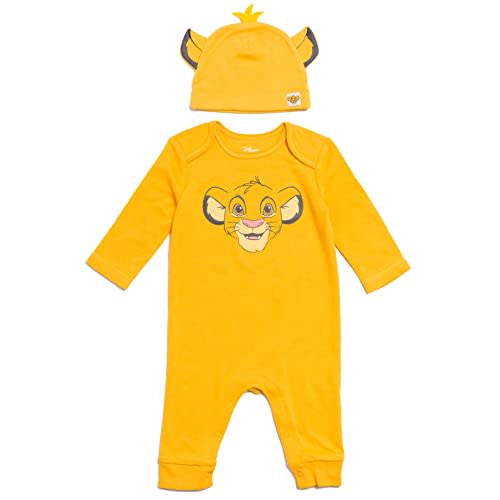 Disney Winnie the Pooh 101 Dalmatians Lion King Mickey Mouse Minnie Mouse Baby Snap Coverall and Hat Newborn to Infant